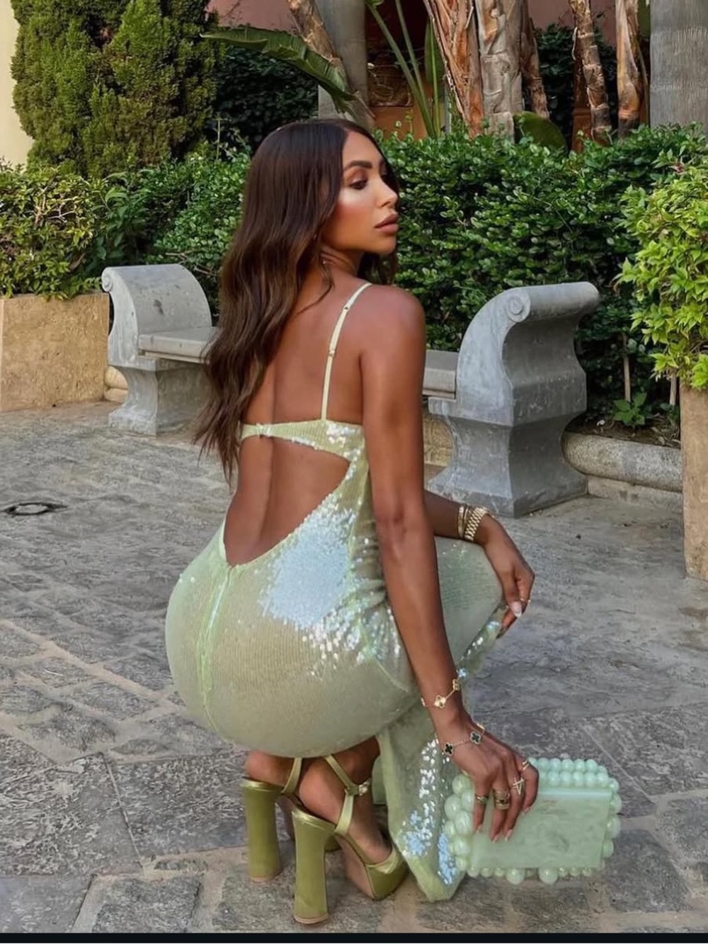 Oh Polly Marlena Sequin Maxi Dress - Light Green - Picture 3 of 11